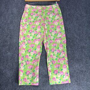 Vintage Lilly Pulitzer Pants Womens 6 Petite Rhino-Dendrum Print Green Capri